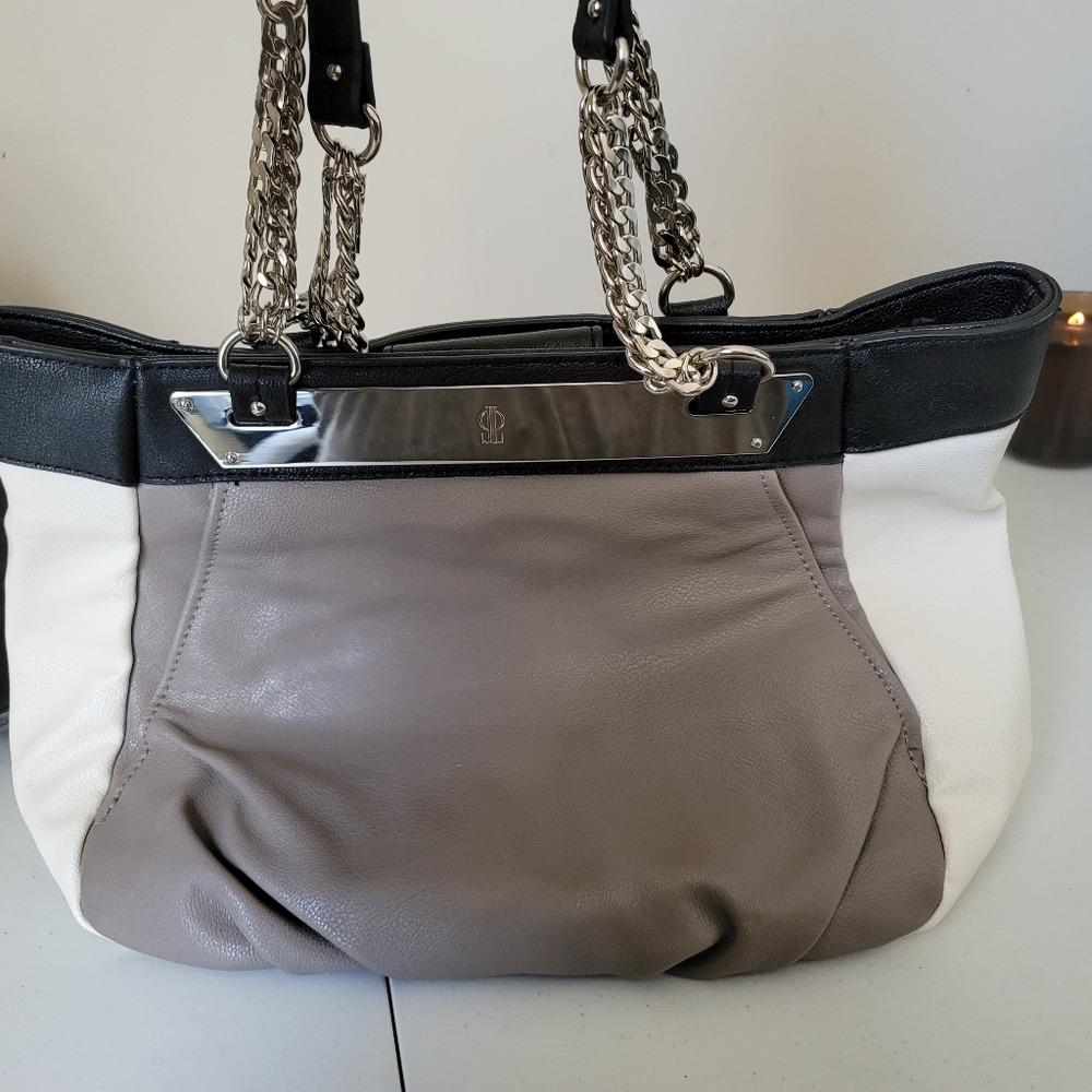 Jennifer Lopez multicolor, color block chain tote, shoulder bag